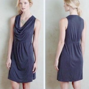 Anthropologie Maeve Women's Dress L Gray Cowl Sleeveless Shift Modal Blend Midi
